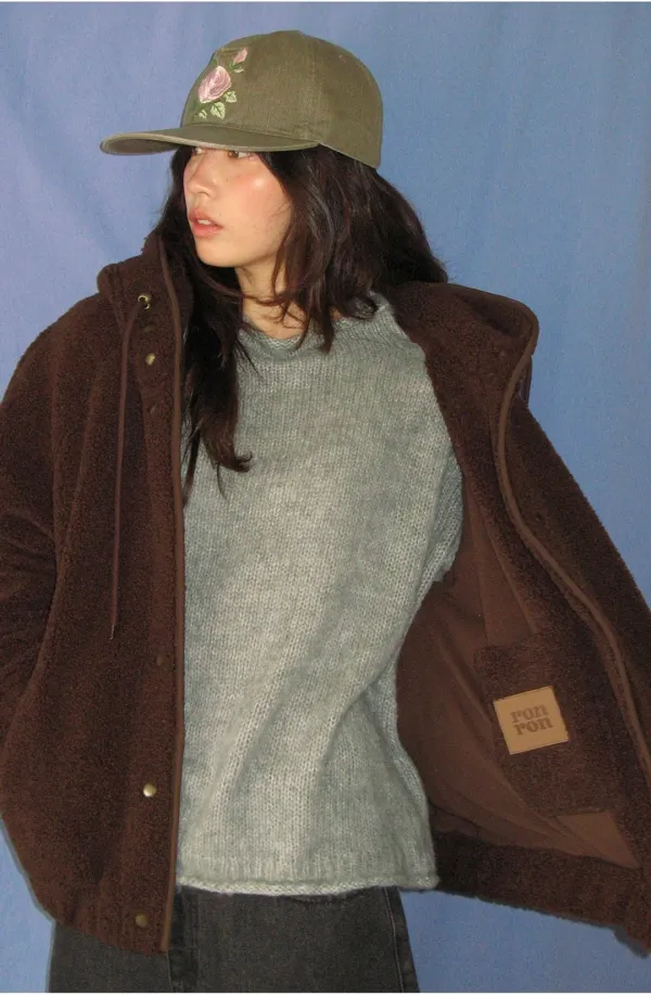 BOUCLE HOODED JUMPER BROWN