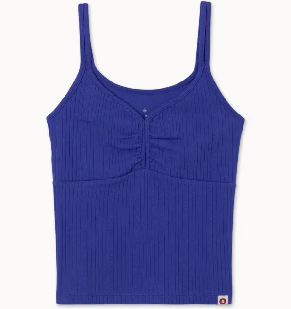 Pointelle shirring tank top_Bluing