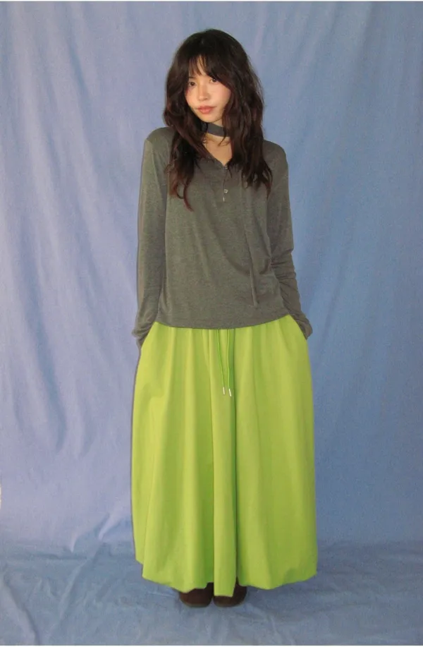 PUMPKIN SWEAT LONG SKIRT OLIVE