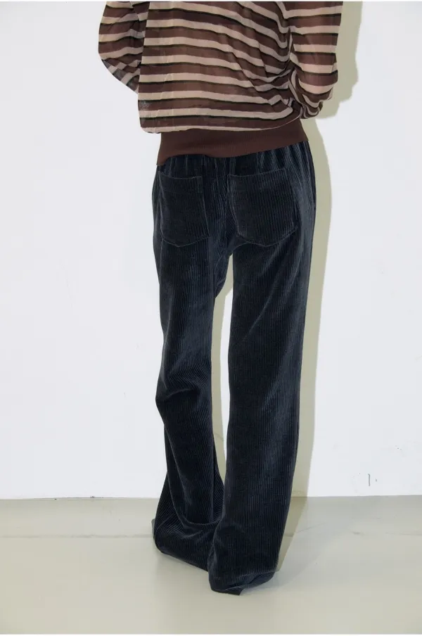 Velvet Corduroy Flare Pants [Charcoal]