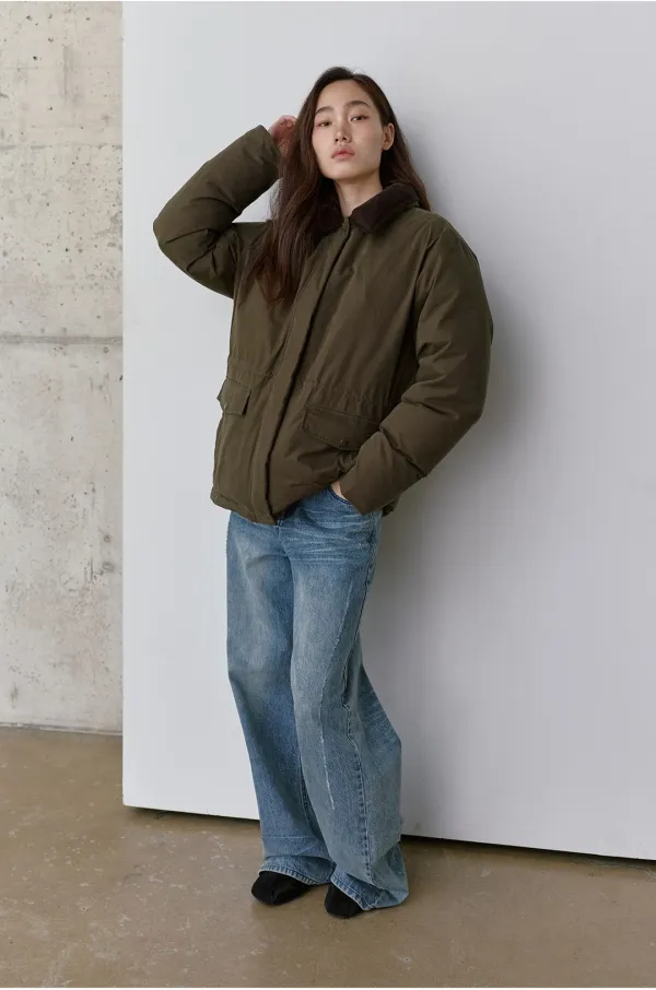 [10/27 예약배송] 덕 다운 카라 하프 패딩 브라운 MDJP029BROWN