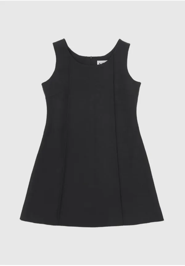 PINTUCK LINE DRESS_CHARCOAL