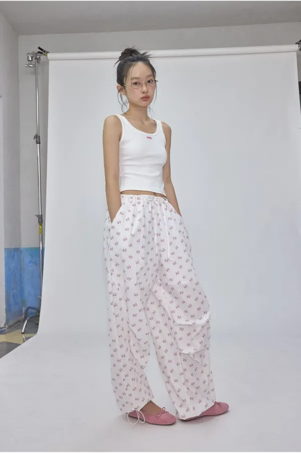 DOUBLE RIBBON PATTERN SWEAT JOGGER PATNS WHITE