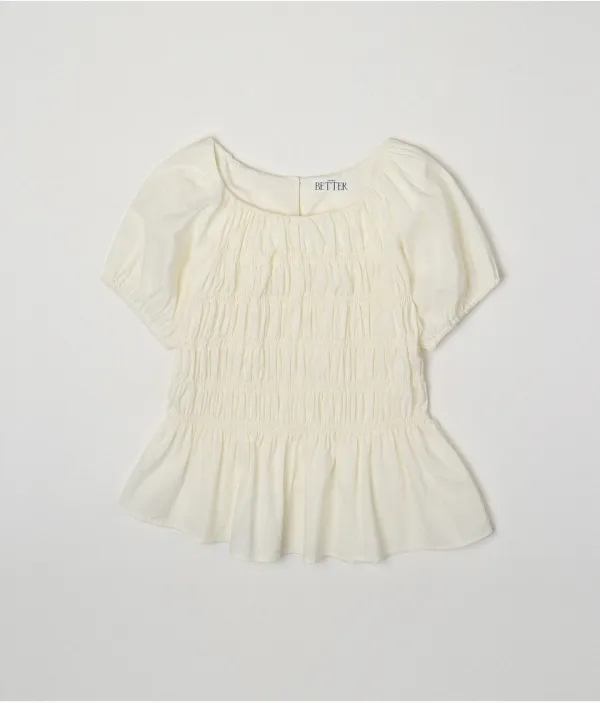 Cotton shirring blouse [KNSS09BL16]_Cream