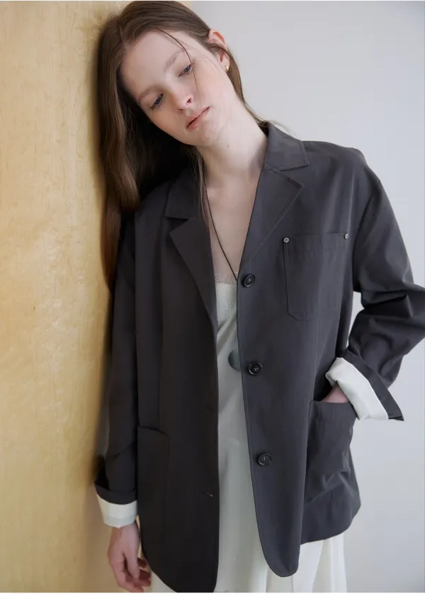 Rivet natural work jacket [KNSS06JK04]_Charcoal