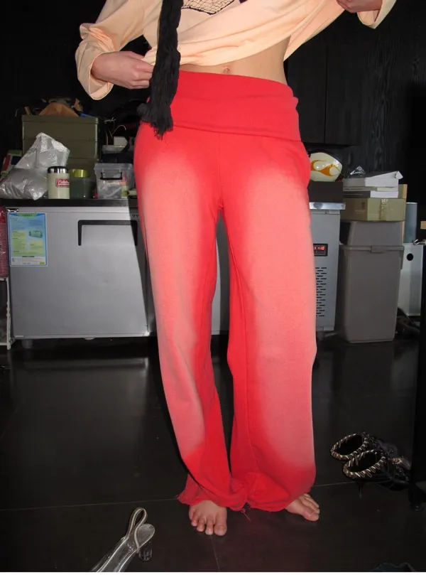 TURN-UP WASHED SWEATPANTS_RED