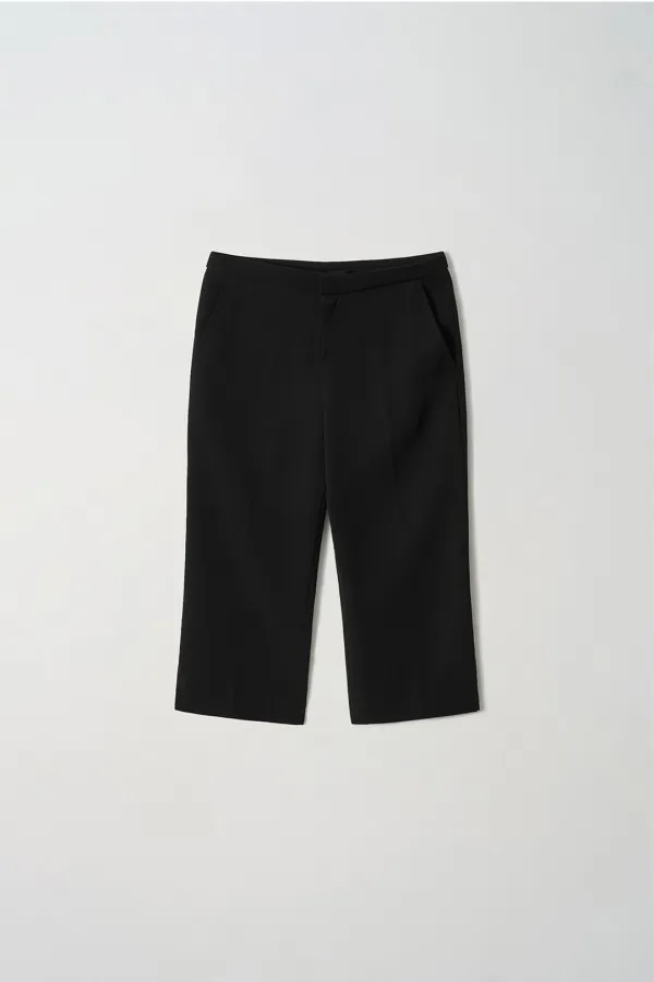 [26 Summer] Slit Capri Pants - Black