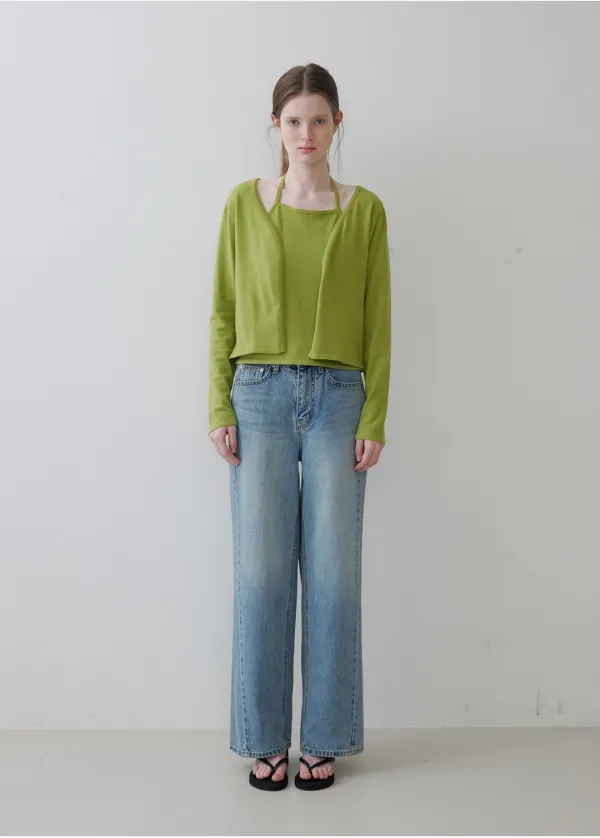 [3/18 예약배송] Halter layered cardigan [KNSS06CD04]_Olive