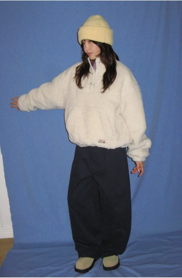 [10/26 순차배송] HIGH NECK HALF SNAP FLEECE ANORAK IVORY