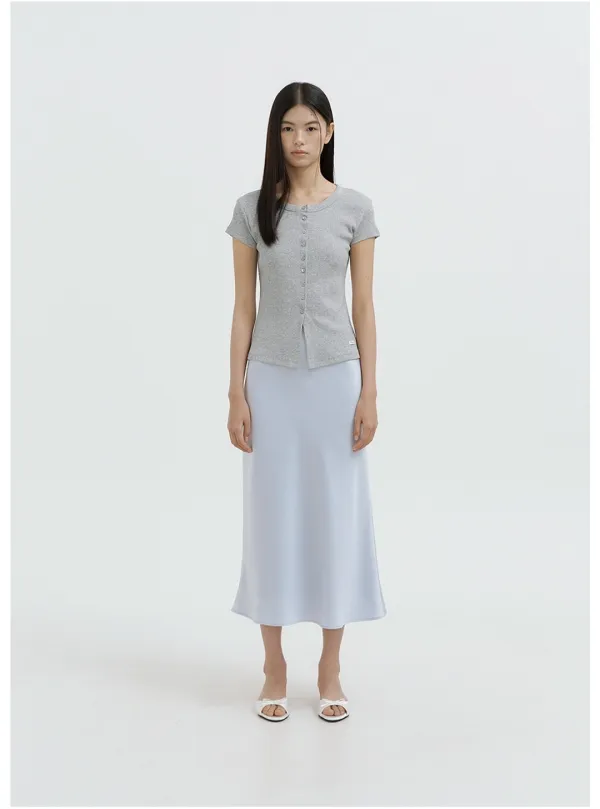 [5/29 예약 배송] Flow Satin Long Skirt (sky blue)