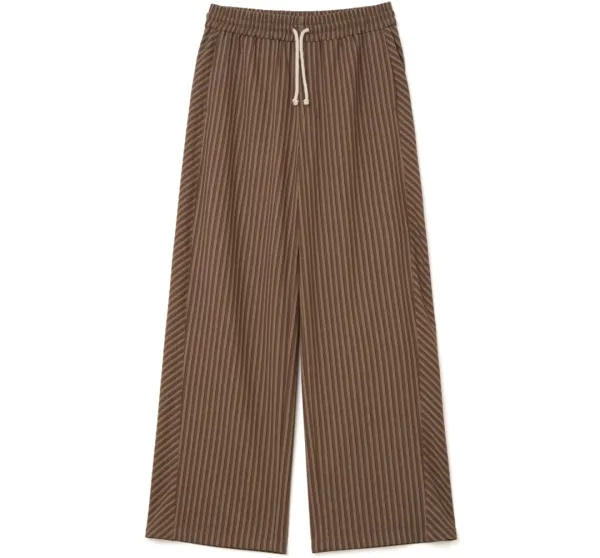 Stripe Panel Easy Pants [Brown]