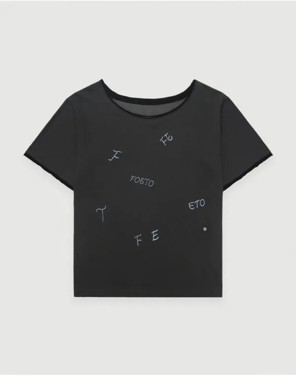 [4th] Crayon drawing tee - charcoal