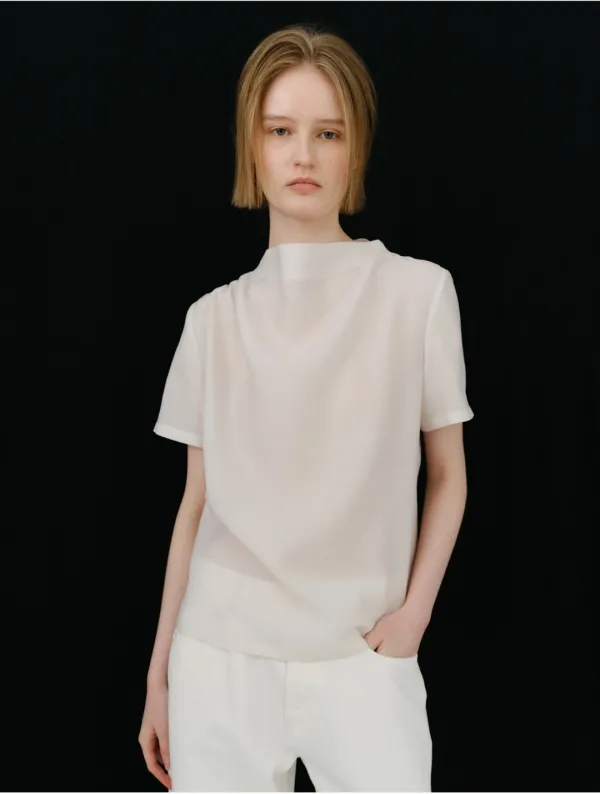 Cowl Neck Blouse (Ivory)