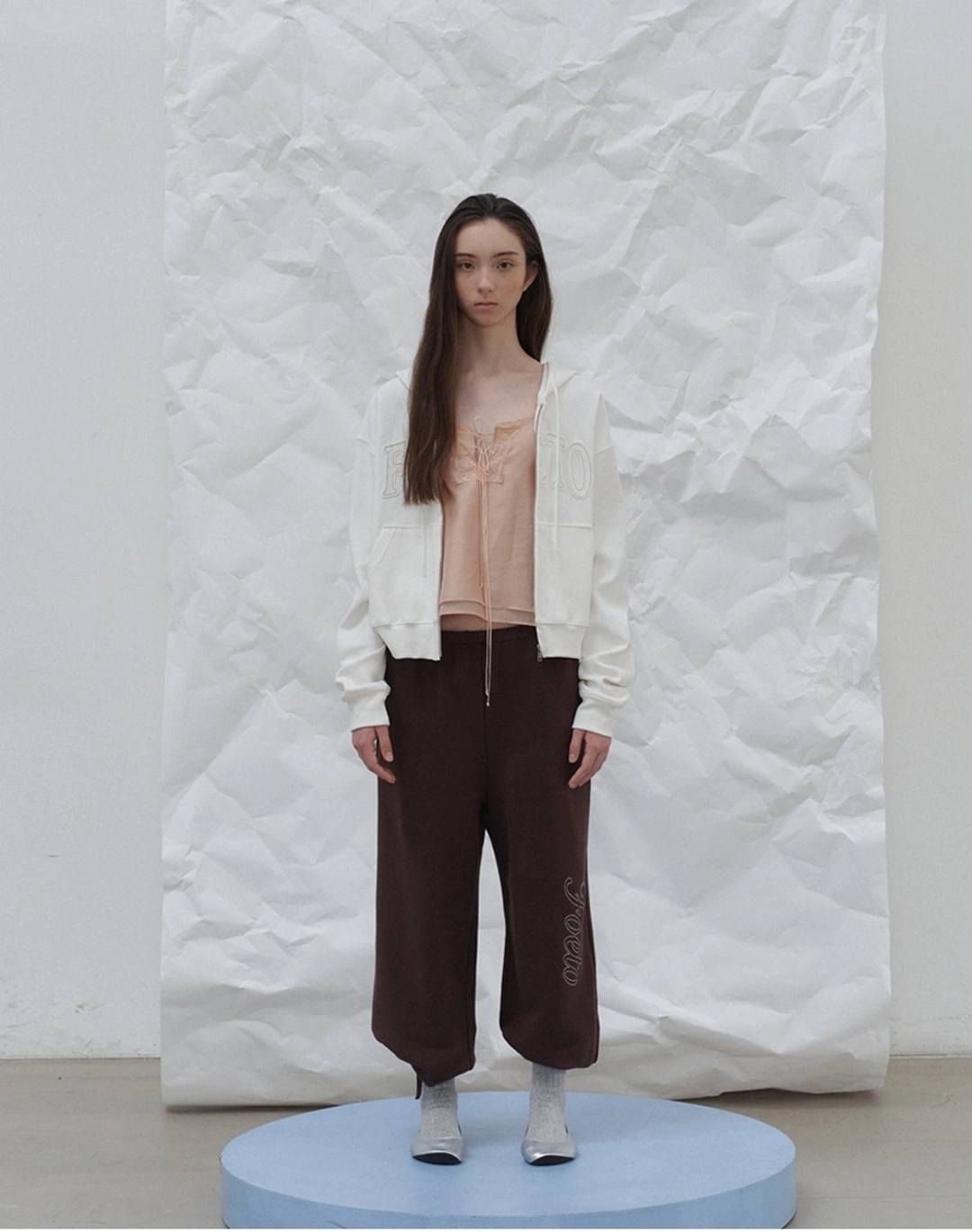 포에토 Applique lace blouse - peach 상품 이미지 1