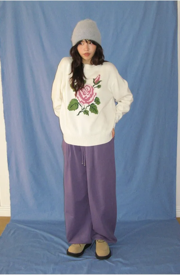 [11/10 순차배송] ROSE JACQUARD KNIT PULLOVER IVORY