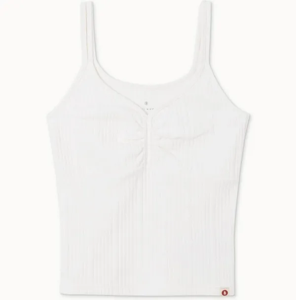 Pointelle shirring tank top_Star White