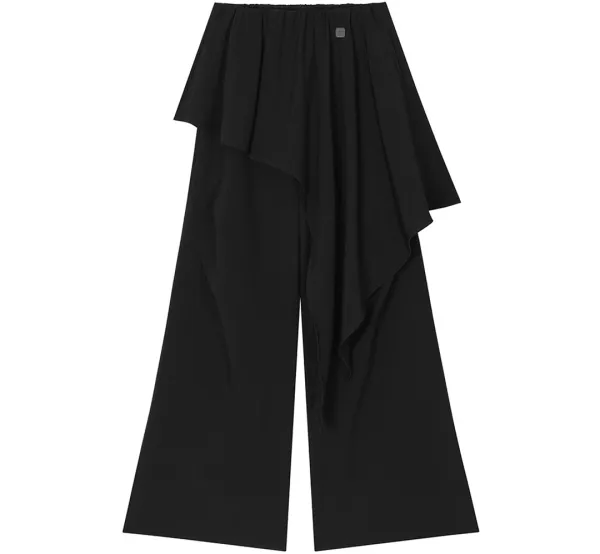 Layered Skirt Bootcut Trousers [ Black ]