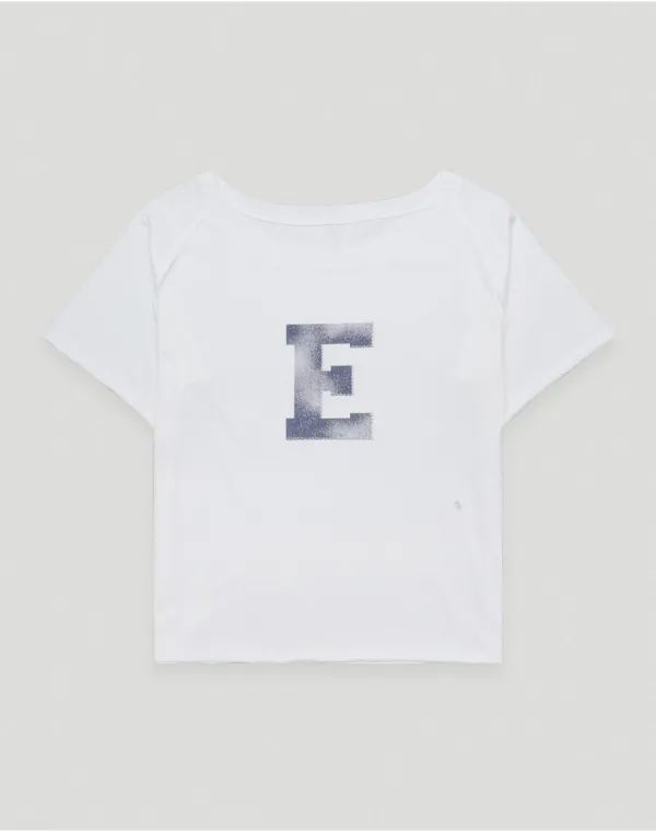 E letter washing off tee - ivory
