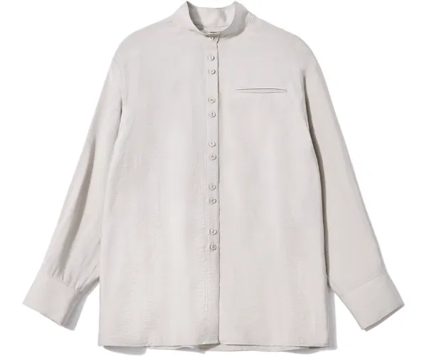 SATIN TOUCH STAND COLLAR BLOUSE