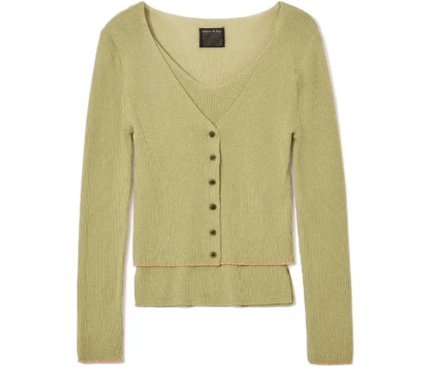 LAYERED RIB KNIT CARDIGAN