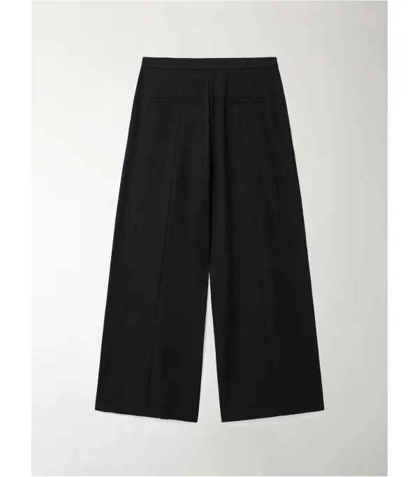 SHEER WIDE PIN-TUCK PANTS_BLACK_OF2C2XPL01BKA
