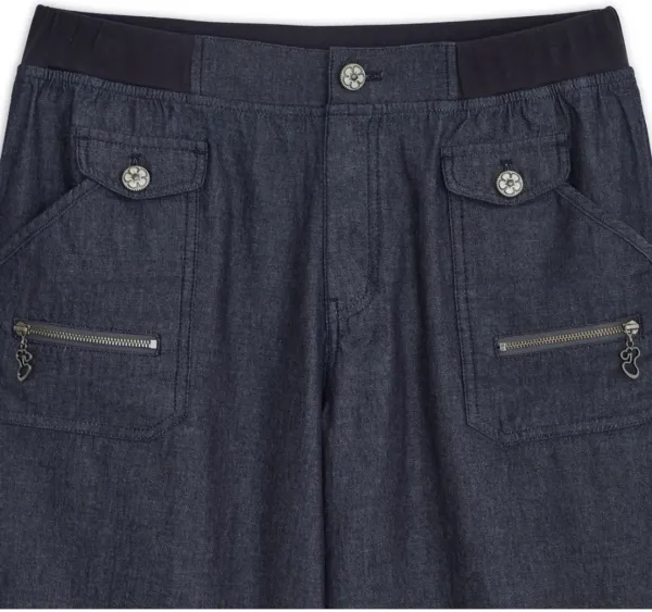 Button roll-up denim pants (Blue)