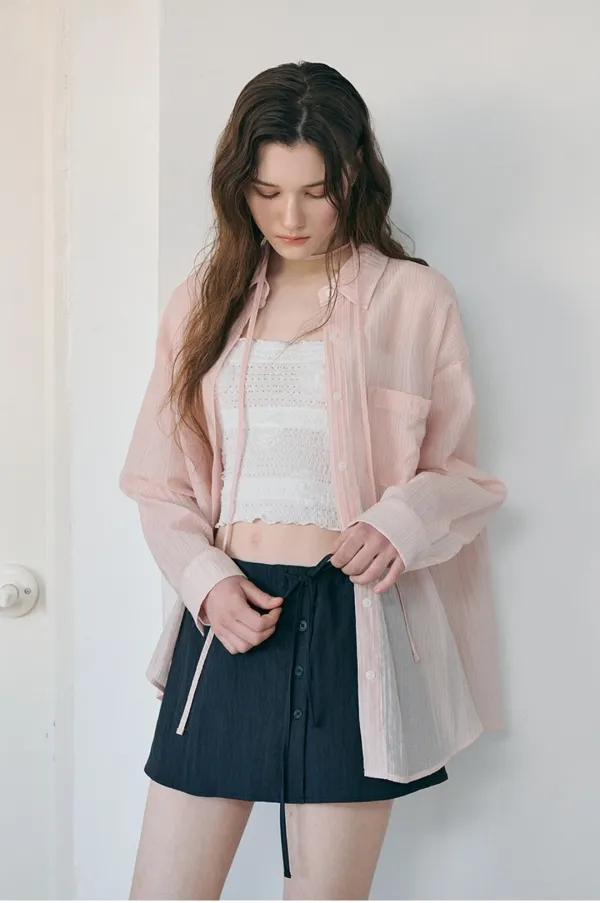 Side Button Strap Shirt, Pink
