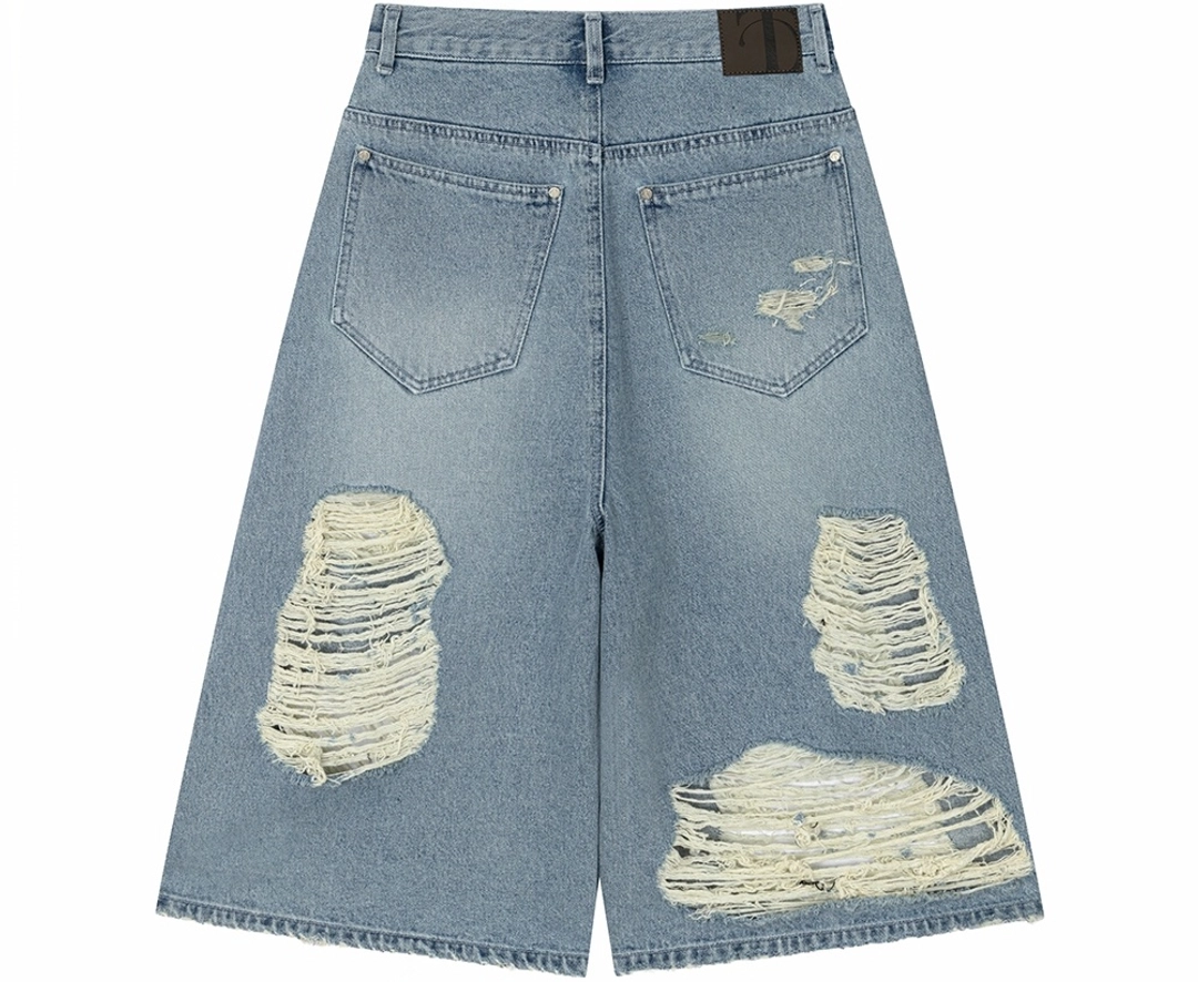 트리밍버드 Scratch Damage Denim Shorts [ Blue ] 상품 이미지 3