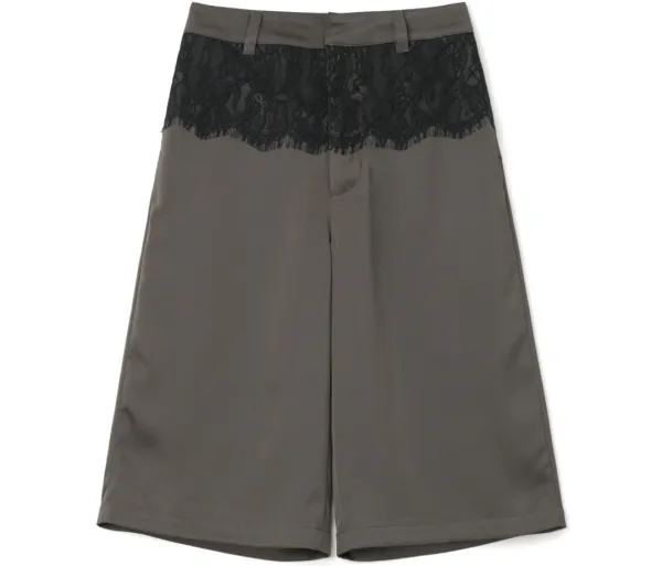 Silky Lace Cropped Trousers [Charcoal Brown]