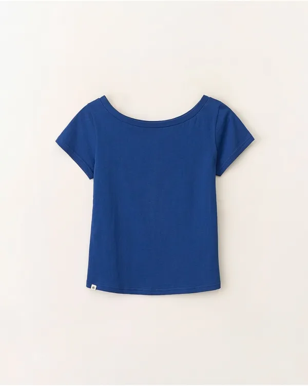 Boatneck color short sleeve t-shirt_Blue