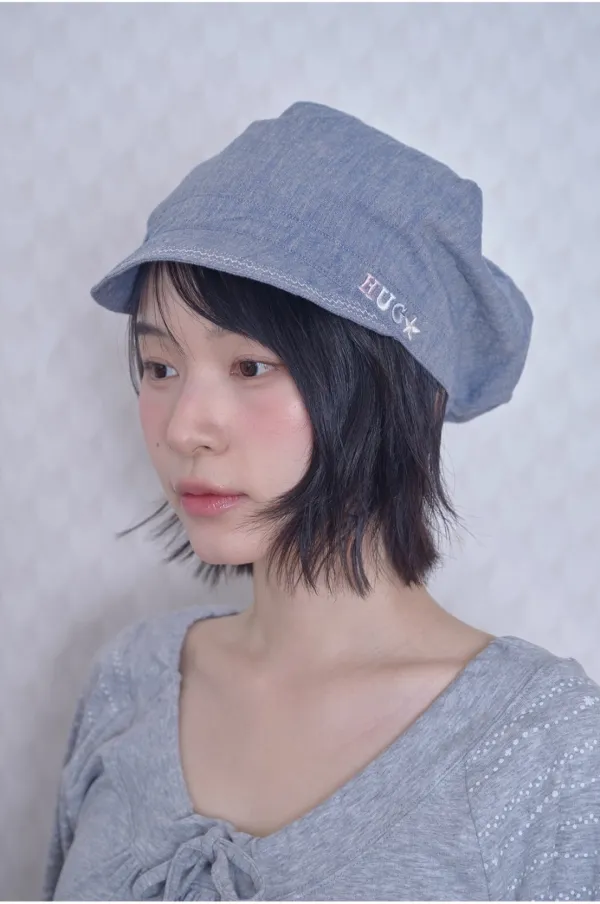 [6월 1일 출고] Washed denim newsboy cap (Graish Blue)