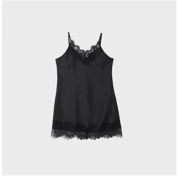Midnight lace slip top Black