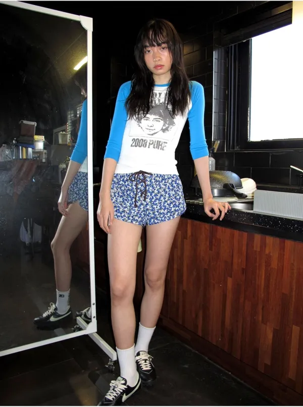 DARLING RAGLAN SLIM T-SHIRT_BLUE