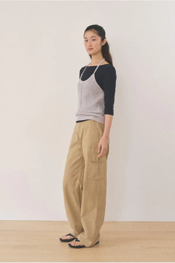 KONNI HALTER KNIT VEST_MIST GREY