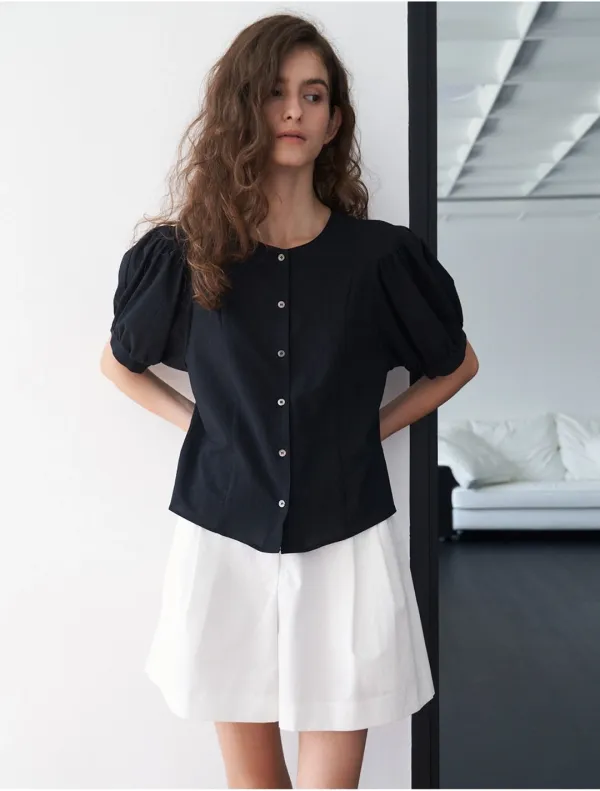 Volume Puff Blouse(Black)
