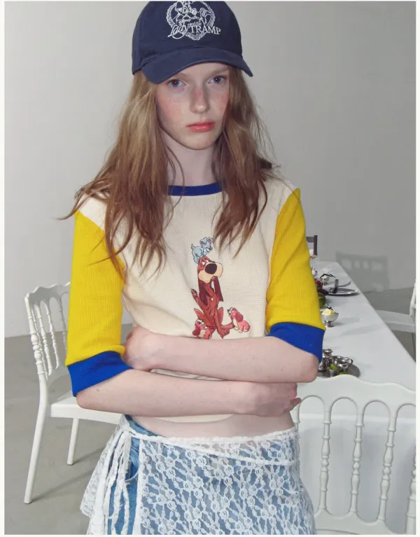 TRUSTY & PUPPIES WAFFLE T SHIRT CREAM YELLOW