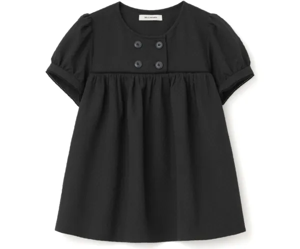 Textured Puff Blouse [Black]
