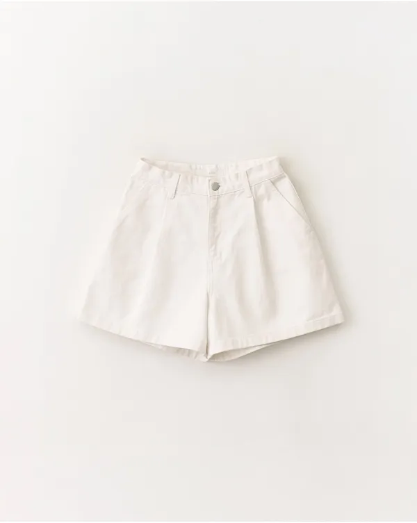 Pintuck cotton short pants_Ivory