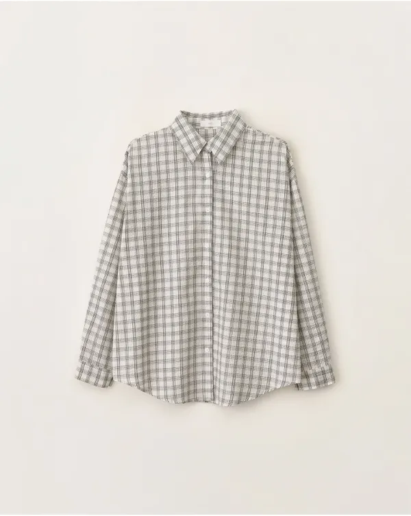 Loose fit classic check shirt_Ivory