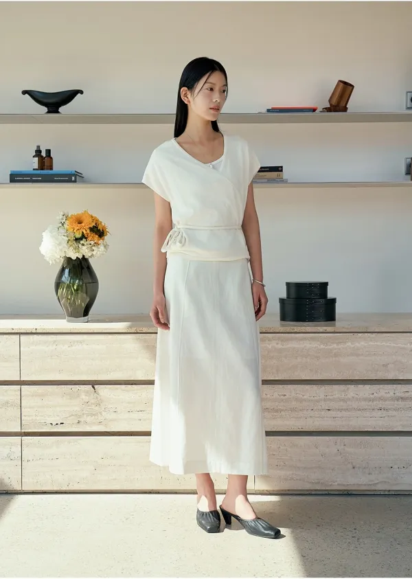 SIKN2192 드레이프 랩 니트 탑_Olive Gray