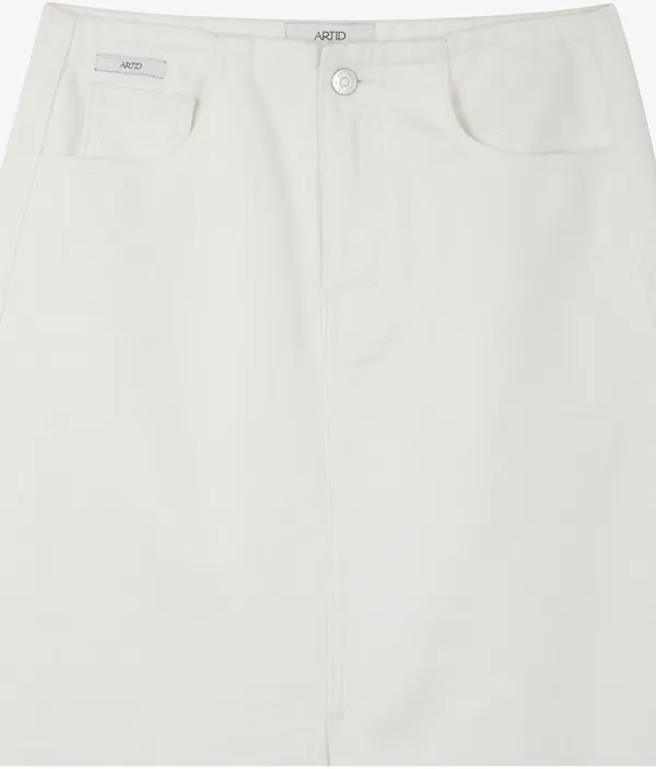 슬릿 데님 롱 스커트_WHITE
