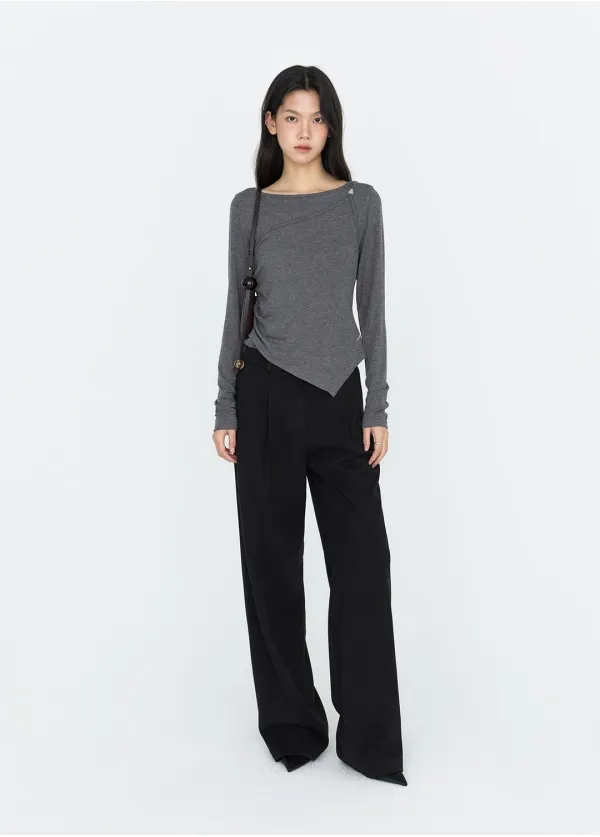 [SET] 원숄더 슬리브리스 레이어드 티셔츠 차콜 MDTS107CHARCOAL
