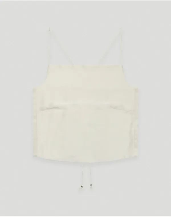Wavy satin top - cream
