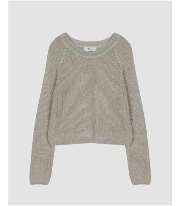 [니브] Round Neck Raglan Sleeve Pullover (Beige)