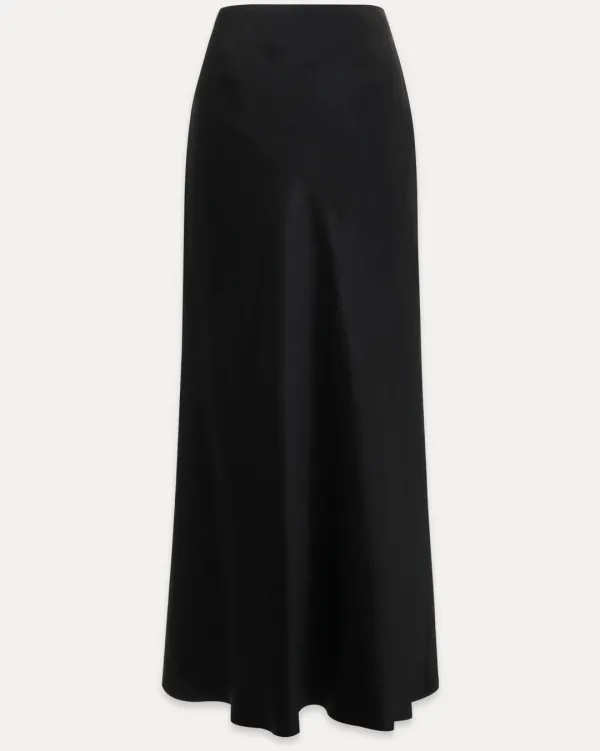 CHIXLABEL H  26SS 달리아 아세테이트 롱 스커트 - Black