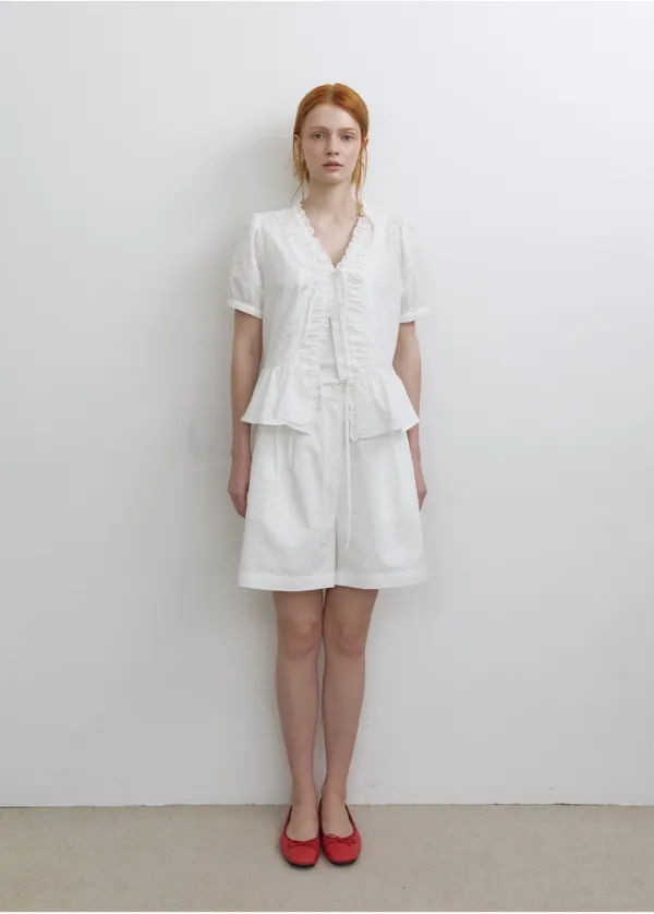 Eyelet frill blouse [KNSS09BL05]_White