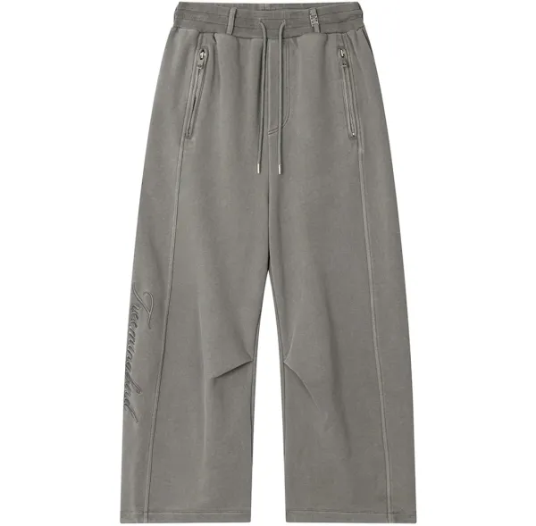Embroidered Logo Curved Sweatpants [ Light Gray ]