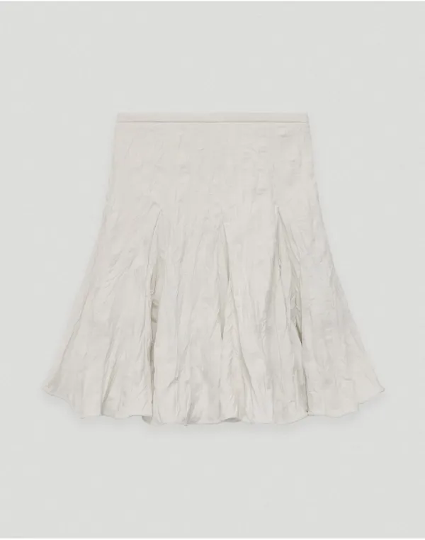 Suede crinkle skirt - cream