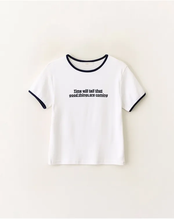 Printed modal short sleeve t-shirt_Ivory
