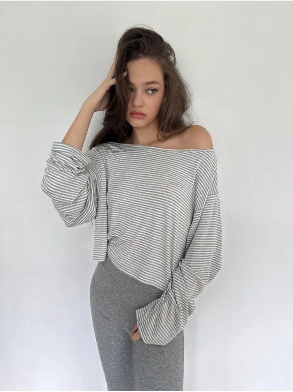Creamy Stripe Long Sleeve T-Shirt (2Colors)